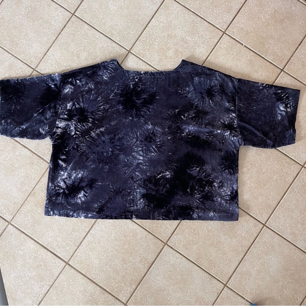 J Jill Top Women 3X Pure Tie-Dyed Deep Blue Velvet Boat Neck Whimsigoth‎ Fairy - Picture 2 of 9